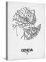 Geneva Street Map White-NaxArt-Stretched Canvas