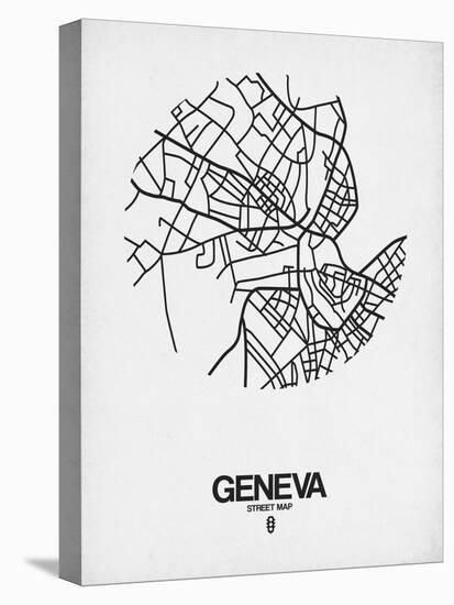 Geneva Street Map White-NaxArt-Stretched Canvas