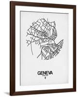 Geneva Street Map White-NaxArt-Framed Art Print