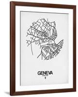 Geneva Street Map White-NaxArt-Framed Art Print