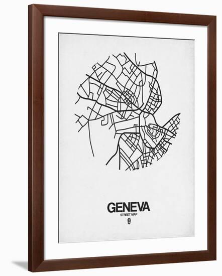 Geneva Street Map White-NaxArt-Framed Art Print