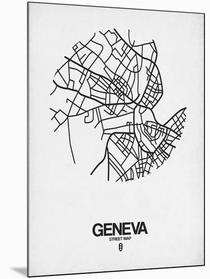 Geneva Street Map White-NaxArt-Mounted Art Print