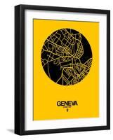 Geneva Street Map Yellow-NaxArt-Framed Art Print