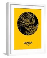 Geneva Street Map Yellow-NaxArt-Framed Art Print