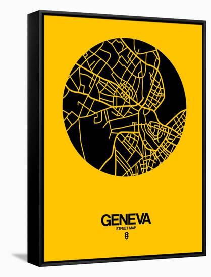 Geneva Street Map Yellow-NaxArt-Framed Stretched Canvas