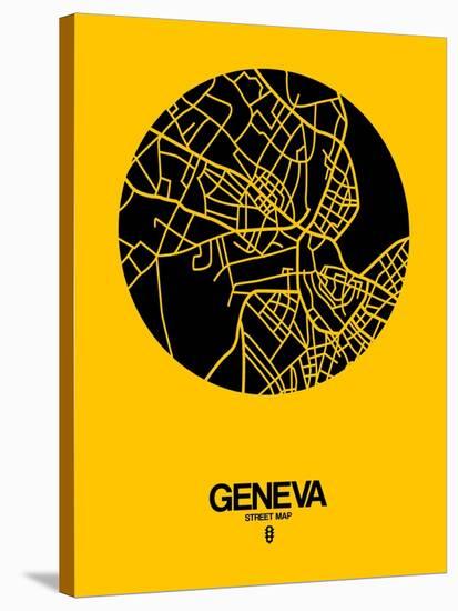 Geneva Street Map Yellow-NaxArt-Stretched Canvas