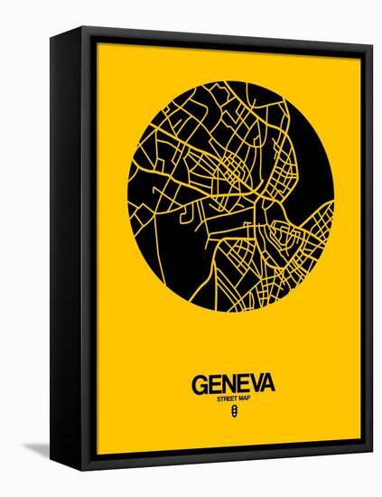 Geneva Street Map Yellow-NaxArt-Framed Stretched Canvas