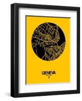 Geneva Street Map Yellow-NaxArt-Framed Art Print