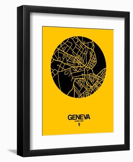 Geneva Street Map Yellow-NaxArt-Framed Art Print