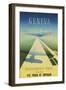 Geneva Travel Poster-null-Framed Premium Giclee Print