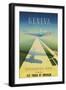 Geneva Travel Poster-null-Framed Premium Giclee Print