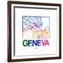 Geneva Watercolor Street Map-NaxArt-Framed Premium Giclee Print