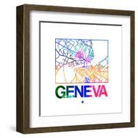 Geneva Watercolor Street Map-NaxArt-Framed Art Print