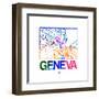 Geneva Watercolor Street Map-NaxArt-Framed Art Print