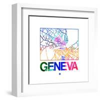 Geneva Watercolor Street Map-NaxArt-Framed Art Print