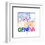 Geneva Watercolor Street Map-NaxArt-Framed Art Print