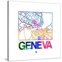 Geneva Watercolor Street Map-NaxArt-Stretched Canvas