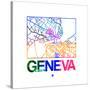 Geneva Watercolor Street Map-NaxArt-Stretched Canvas