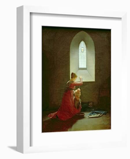 Genevieve of Brabant Baptising Her Son in Prison-Jean Baptiste Mallet-Framed Giclee Print