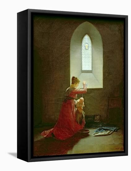 Genevieve of Brabant Baptising Her Son in Prison-Jean Baptiste Mallet-Framed Stretched Canvas