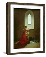 Genevieve of Brabant Baptising Her Son in Prison-Jean Baptiste Mallet-Framed Giclee Print