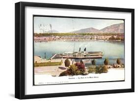 Genf, Le Port Et Le Mont Blanc, Dampfer Leman, Berge-null-Framed Giclee Print