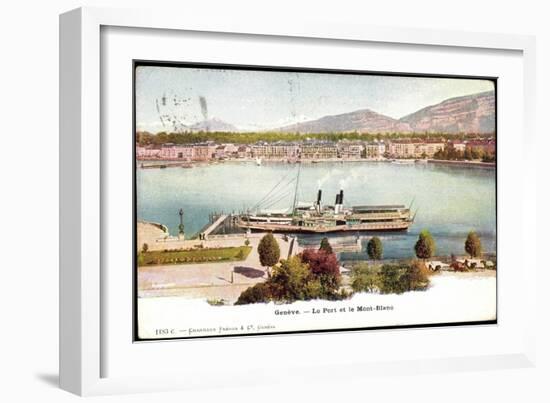 Genf, Le Port Et Le Mont Blanc, Dampfer Leman, Berge-null-Framed Giclee Print