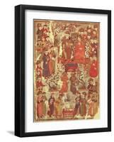 Genghis Khan and His Wife Bortei Enthroned Before Courtiers, by Rashid Ad-Din (1247-1318)-null-Framed Giclee Print