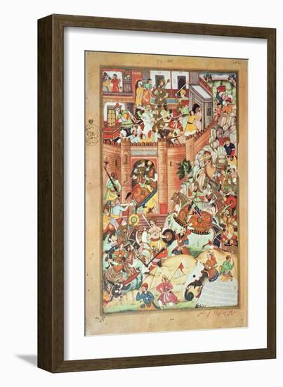 Genghis Khan Captures a Chinese Town, Miniature-Persian School-Framed Giclee Print