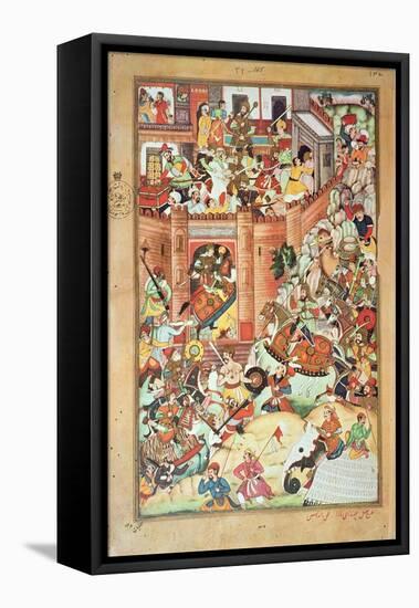 Genghis Khan Captures a Chinese Town, Miniature-Persian School-Framed Stretched Canvas