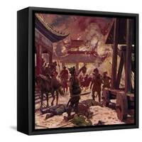 Genghis Khan Killed the Population of Pekin and Razed the City to the Ground-Alberto Salinas-Framed Stretched Canvas