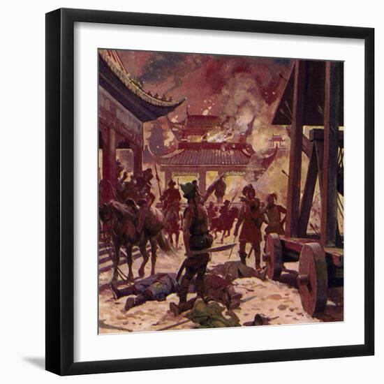Genghis Khan Killed the Population of Pekin and Razed the City to the Ground-Alberto Salinas-Framed Giclee Print