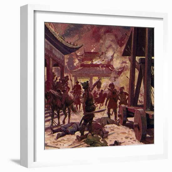 Genghis Khan Killed the Population of Pekin and Razed the City to the Ground-Alberto Salinas-Framed Giclee Print