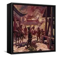Genghis Khan Killed the Population of Pekin and Razed the City to the Ground-Alberto Salinas-Framed Stretched Canvas