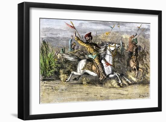 Genghis Khan Leading the Mongols-null-Framed Premium Giclee Print