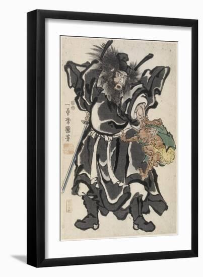 Génie terrassant un démon-Kuniyoshi Utagawa-Framed Giclee Print