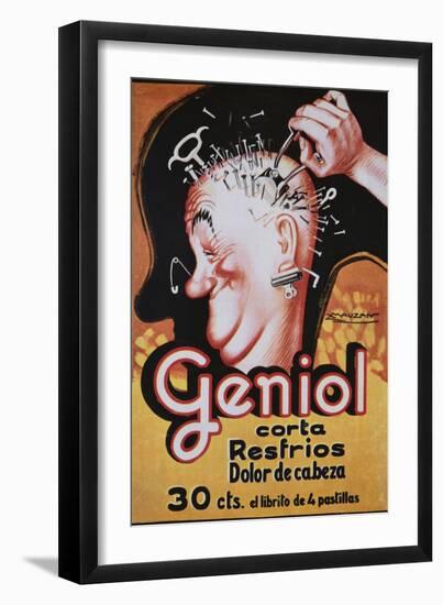 Geniol Poster with a Pierced Head-Achille Mauzan-Framed Giclee Print