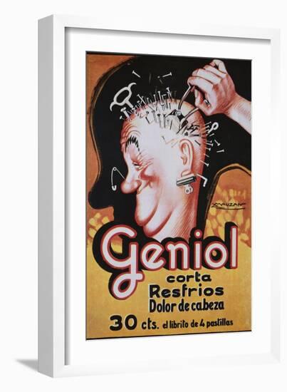 Geniol Poster with a Pierced Head-Achille Mauzan-Framed Giclee Print