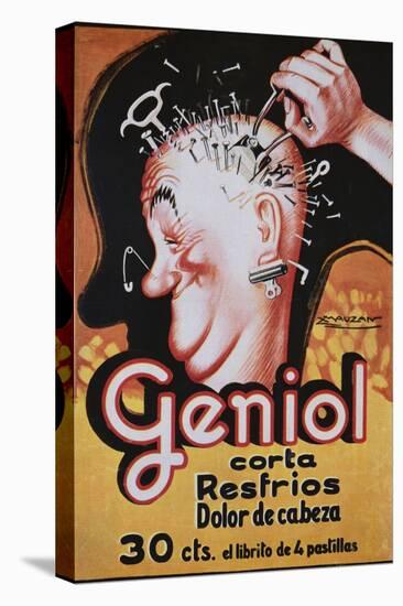 Geniol Poster with a Pierced Head-Achille Mauzan-Stretched Canvas