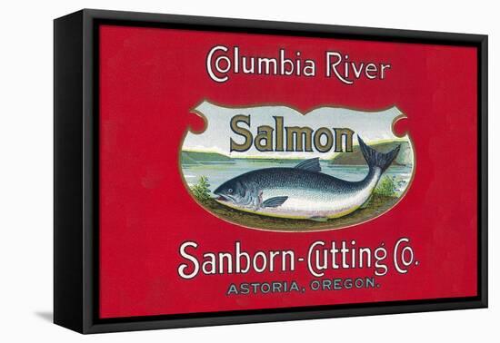 Genista Salmon Can Label (Salmon Only)-Lantern Press-Framed Stretched Canvas