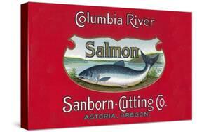 Genista Salmon Can Label (Salmon Only)-Lantern Press-Stretched Canvas