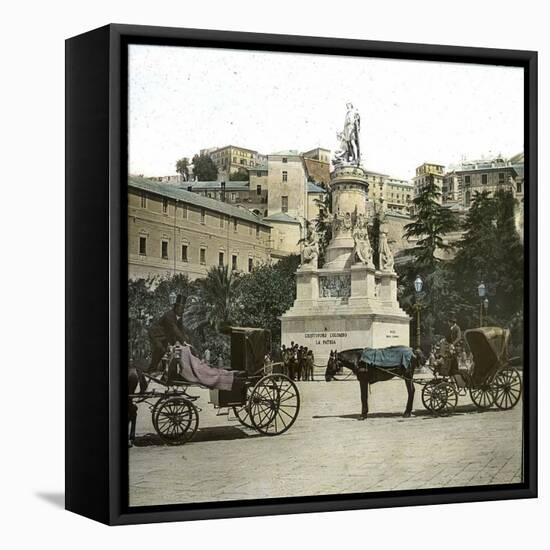 Genoa (Italy), Monument to Christopher Columbus (About 1451-1506), Piazza Acquaverde, Circa 1890-Leon, Levy et Fils-Framed Stretched Canvas