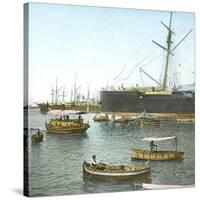 Genoa (Italy), Ships (In the Foreground: the " Sirio ") in the Port, Circa 1890-Leon, Levy et Fils-Stretched Canvas