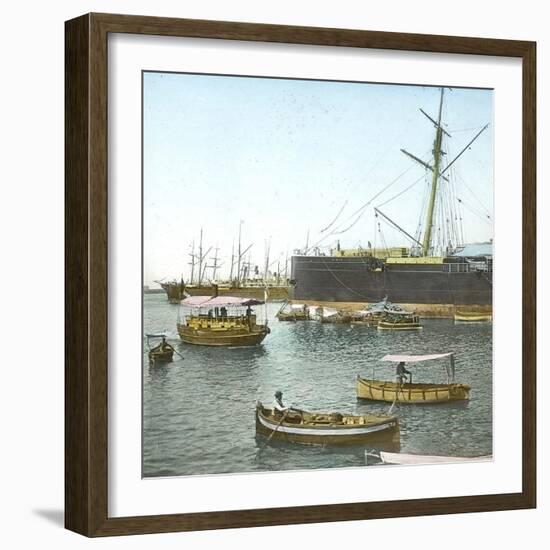 Genoa (Italy), Ships (In the Foreground: the " Sirio ") in the Port, Circa 1890-Leon, Levy et Fils-Framed Photographic Print