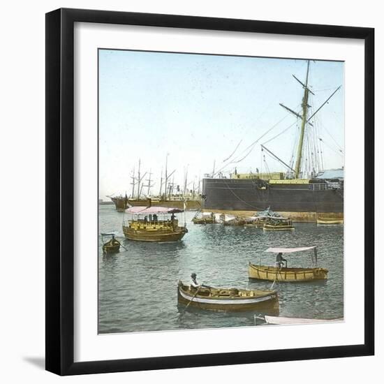 Genoa (Italy), Ships (In the Foreground: the " Sirio ") in the Port, Circa 1890-Leon, Levy et Fils-Framed Photographic Print