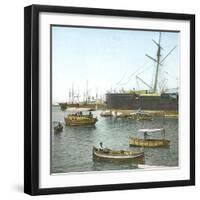 Genoa (Italy), Ships (In the Foreground: the " Sirio ") in the Port, Circa 1890-Leon, Levy et Fils-Framed Photographic Print