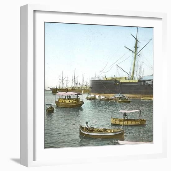 Genoa (Italy), Ships (In the Foreground: the " Sirio ") in the Port, Circa 1890-Leon, Levy et Fils-Framed Photographic Print