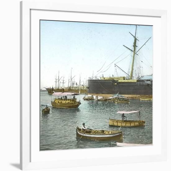 Genoa (Italy), Ships (In the Foreground: the " Sirio ") in the Port, Circa 1890-Leon, Levy et Fils-Framed Photographic Print