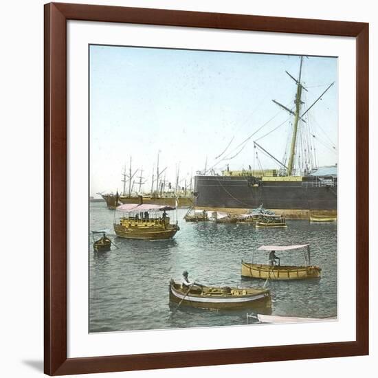 Genoa (Italy), Ships (In the Foreground: the " Sirio ") in the Port, Circa 1890-Leon, Levy et Fils-Framed Photographic Print