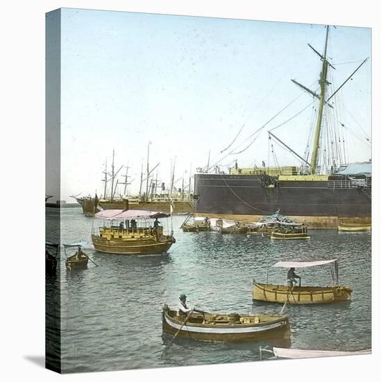 Genoa (Italy), Ships (In the Foreground: the " Sirio ") in the Port, Circa 1890-Leon, Levy et Fils-Stretched Canvas
